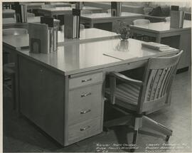 View of library desks, no date.