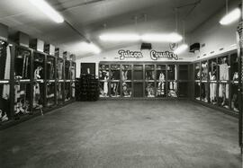 View of hockey locker room, no date.