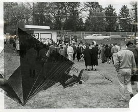 View of spectators leaving Ramer Field, 1965.