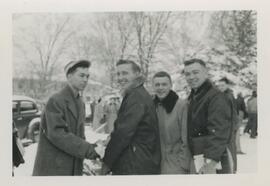 Students outside in the winter.