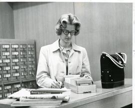 Using the library catalog, circa 1950s.