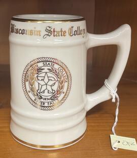 Wisconsin State College River Falls 1874, gold trim, angled handle