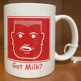 Red and white "Got Milk?" and Student Services mug