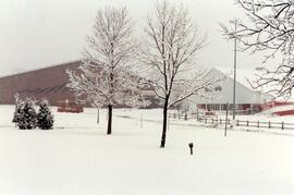 Exterior view of Knowles Field House and Hunt Arena, 1992.