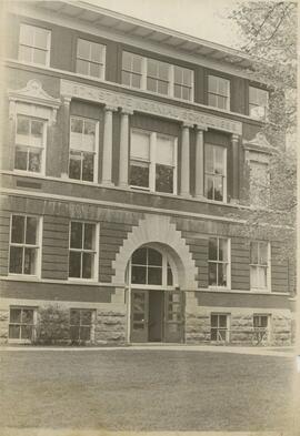 View of front entrance to South Hall.