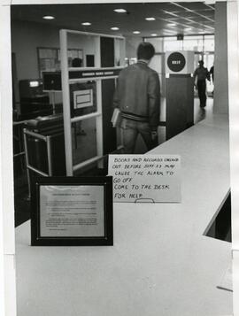 View of the library enrance, 1976.