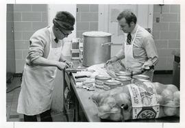 Preparing the bean soup.