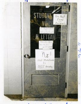 Office door to the Student Voice and Meletean, 1962.