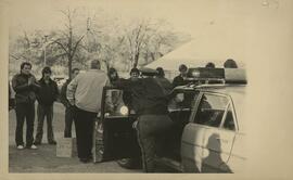 Students protesting campus parking, 1977.