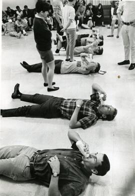 Students participate in homecoming activities, 1950-1970.