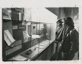 Students viewing library exhibit, no date.