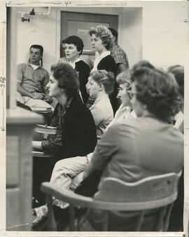 View of students in a classroom , no date.