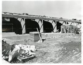 Exterior view of the construction of Hunt Arena, 1972.