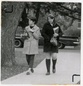 Students outdoors, 1969.