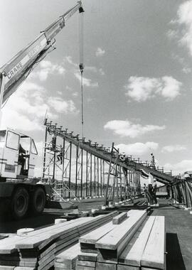 View of bleacher construction.