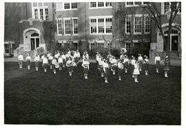 women's band in front of hall