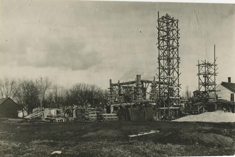 View of construction of North Hall, 1913. UWRF Access to Memory