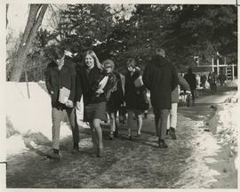 Students walking on campus.