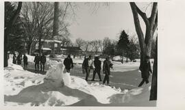 Students walking on campus.