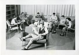 Students in Reading Room of Chalmer Davee Library, 1954.