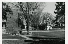 Exterior view of the library prior to the addition, 1968.