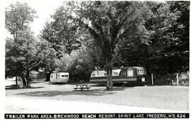 Trailer park area at Birchwood Beach Resort on Spirit Lake, Frederic, Wisconsin