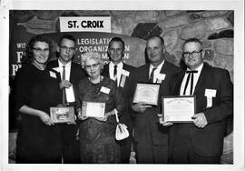 Hudson: people, St. Croix Co. Farm Bureau takes awards, Mrs. Geo. Peterson, Geo Peterson, Mrs. Herb Turner, Trit Auding, Neil Hoffman, Herb Turner, 3 December 1964