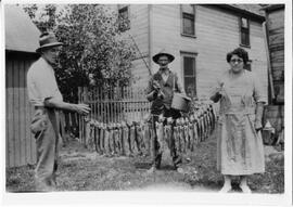 North Hudson: people, Jasper Crouk center, left - Lou Barkloo, right - Mrs. Jaspter Crouk, circa ...