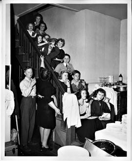 Hudson: Churches, Bethel Lutheran, 25th anniv. of Rev. Thompson serving the congregation or his farewell party, circa 1948