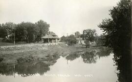 Kinnickinnic River and train depot, River Falls, Wisconsin