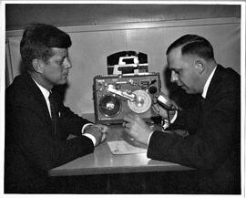 John F. Kennedy visit with Bob Smith radio in River Falls, March 1960