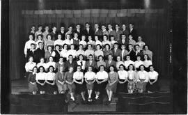 Hudson: schools, Hudson High School, junior class, fifth row, Duane Nelson, John Miller, Walter Johannsen, Stephen Sandberg, Earl Roettger, Terry Williams, David Ruemmele, DAle Wicklander, Robert Orf, John Breault, Kenneth Larson, Harold Hillary, Bernard Lagager, Ralland Trudeau; fourth row, Jane Hennessey, Evangeline Harwell, Valerie Peterson, Thelma Erickson, Virginia Provan, Patricia Mulvaney, Jane Cornelissen, Mary Chryst, Joan Smith, Marjorie Katner, Rita Ruemmele, James Trollen, Robert Heffron, Ronald Simpson; third row, Charles Nelson, Paul Riedel, Betty Bundy Annabelle Weinberg, Ruth Kester, Nancy Krager, Patricia Clyngenpeel, Lucille Hansen, Donnamae Evenson, Joan Lein, Eldon Frye, Gerald Kapaun, Andrew Kinney, Robert Zarske, Miss Helen Hughes; second row, Irene Norvold, Flossie Beers, Donna Sammons, Lotus Bylander, George Madson, Gwen Peterson, Robert Gerlach, Janice Brathall, John Martinson, Joan Peterson, Patricia Kolashinski, Joan Grady, Violet Haugen; first row, Jaunice McKenzie, Doris Dabru