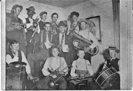 River Falls: People, identified, River Falls Coreonet Band, Black man is George K Grissom, 4 Augu...