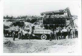 St. Croix County: roads & bridges, County Highway crew, L to R; (6)Joe Caffrey, Andrew Hanson, Nels Peterson, (10) Ed. Snoyenbos, George Mason, Carl Larson, circa 1919