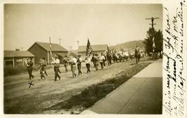 Band marching in parade, Glenwood City, Wisconsin