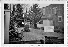 Decorations and signs for May Day celebration in River Falls, 1956