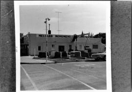 River Falls: Businesses, Melgard Monument, undated