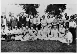 Hudson: people, 25th wedding anniversary of Joseph & Agnes Stephens Cullen, l to r Patrick Stephens, James Howard Casey, John Patrick Cullen, Ralph Casey, Winifred Middlebrook Cashman, Elizabeth Middlebrook Nelson, Catherine Schmidt Casey, Baley Madeline Casey, Catherine Cullen Casey, Carmelita Hawkins, Lorraine Cullen Baillargeon, Elaine Hawkins, Carol Henry Larkin, Winnie Stephens Casey, back row, ?, Mayme Meade, Joe Meade, Joe Stephens, Steve Middlebrook, James (Jimmy) Early, Clarence Casey, Matt Phylliss, Nellie Henry Phillips, Joe W. Casey, Laura Cullen Henry, Joseph Cullen, Aunt Lib Hawkins, Agnes Stephens Cullen, Licille Ring Casey, Ralph Trerney, Ethel Cullen, Robert Henry, Mayme Cullen, Thomas Casey, Sara Stephens, Hugh Collin, Monce Cullen Baillargeon, David Cullen, Harold Leverty, undated