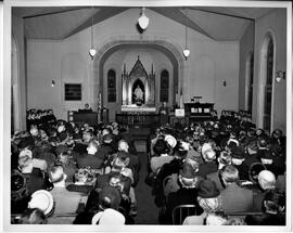 Hudson: Churches, Bethel Lutheran, 25th anniv. of Rev. Thompson serving the congregation or his farewell party, circa 1948