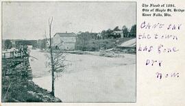 Maple Street bridge flood, River Falls, Wisconsin