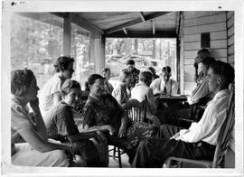 River Falls: churches, Congregational, youth group at lake cabin, 1936