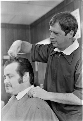 River Falls: Businesses, barbers and beauty shops, Dick Van Someren, undated