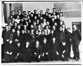 River Falls: Schools, public, people/students, far right: J.W. Ames principal of River Falls Seni...