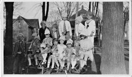 Hudson: people, Willis Miller, Kathleen Day, Mary Susan Hoyer, Virginia Bowers, Betty Fluent, Helen Sawyer, Anna Mae McDowell, Marion Kirkpatrick, David Lyksett, David Kirk, Jack Leykom, Herbie Ash, John I. Hughes, Frank Bowers, birthday party for Frank Bower, circa 1926