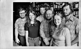 River Falls: businesses, saloons/taverns: Emma's Bar, bartenders L to R: Steve McShod, unknown wo...