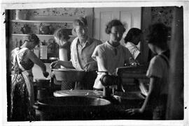 River Falls: churches, Congregational, church group in Jacobson's kitchen, 1936