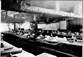 Logging camp dining room, undated, circa 1880