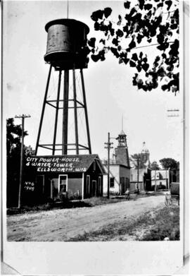 Ellsworth power house and water tower, undated