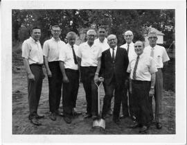 Hudson: people, ground breaking for Criox-view, Loran Keller, Jim Hirsch, Marty O'Connell, mayor Harold Krager, Burt Stevens, Herman Erickson, Col C.P. Erickson, Willis Miller, Gerald Wallace, 1970