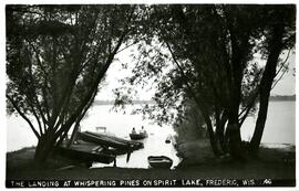 Landing at Whispering Pines resort on Spirit Lake, Frederic, Wisconsin